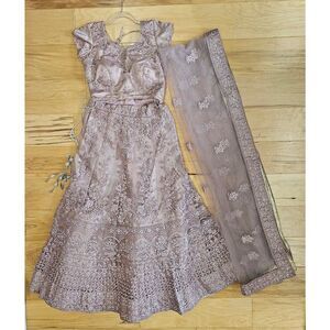Indian Bollywood Style heavy worked lehenga set mauve pink size medium